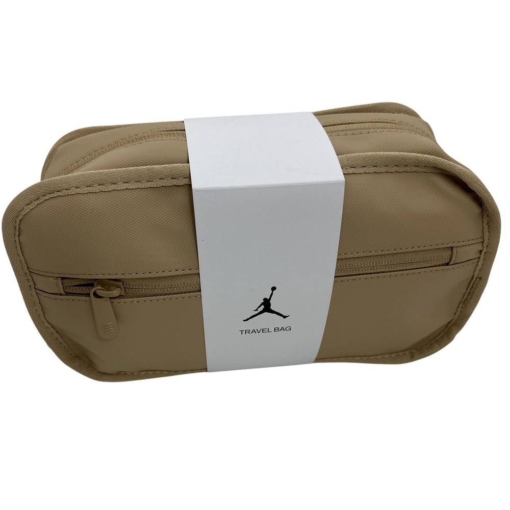 Nike Air Jordan Travel Dopp Kit Clutch Bag Men's Toiletries Jumpman Zipper Sand - Picture 4 of 8